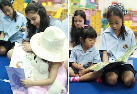Older students volunteered to help younger ones with their reading.