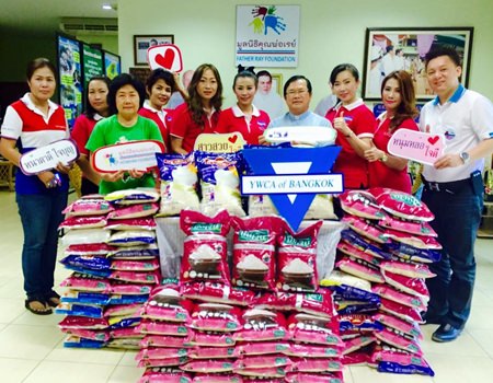 The YWCA Bangkok-Pattaya Center recently donated 500 kilograms of rice to the Father Ray Foundation for the S.O.S. Rice campaign.