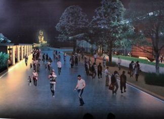 This artist’s rendering shows part of what might be constructed on Pratamnak Hill to turn it into what officials are calling a world-class tourist destination.