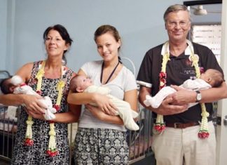 (Right to left) Wolfgang Bosbach with his daughter and wife visit the Orphanage.