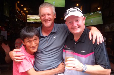 Kenny Aihara with Dave Mather and Dave Forster après-golf.