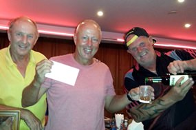 Medal winner Jez Lees (centre) with Colin Davis (left) and Freddy Starbeck.