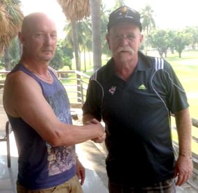 Hugh Knox (left) with Peter Grey.