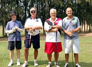 (Left-right) Michael Brett, Colin Greig, Mike Corner and Richard Baldotto line up at Bangpra.