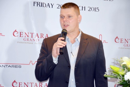 Centara Grand Phratamnak General Manager Carl Duggan gives a warm welcome to the guests and speaks about the progression of their projects throughout Pattaya.