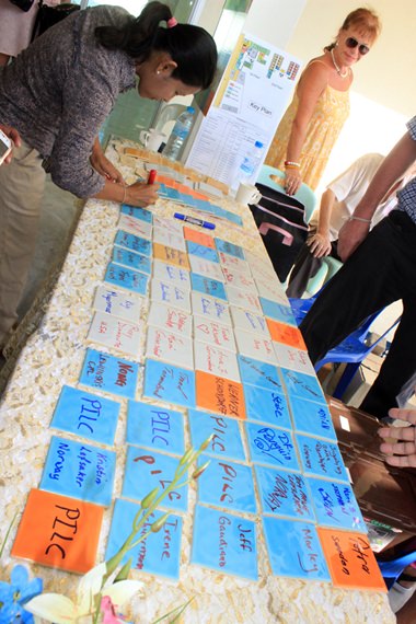People could donate money by buying one or more tiles, with donations from 500 to 10,000 baht.