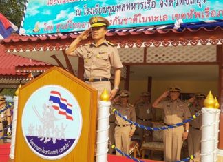 Navy marks founding of national defense volunteers Vice Adm. Sucheep Wangmaitree presides over a special ceremony at the Naval Rating School in Sattahip to honor Thailand’s national defense volunteers.
