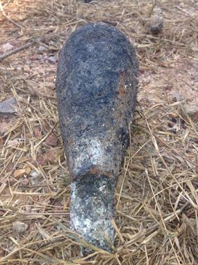 Construction crews unearthed a mortar shell at least a decade old.