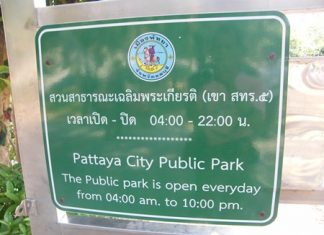 Due a recent spate of atrocious crimes, police and the city will close Pratamnak Park over night.