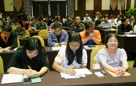 150 government representatives from Chonburi, Chanthaburi, Trat, Rayong, Chachoengsao, Prachinburi, Nakhon Nayok, and Samut Prakan attend an Ebola-response exercise at the Bangsaen Heritage Hotel.