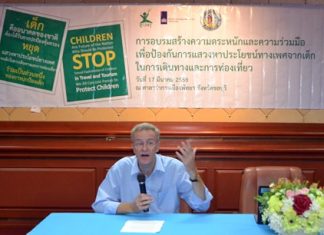 Mark Capaldi, director of the research and policy division at ECPAT, delivers the opening speech at the ‘Stop Sexual Exploitation of Children in Travel & Tourism’ training seminar.