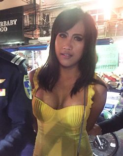 Plakad Somjan has been arrested for attacking a tourist with his high heel shoe.