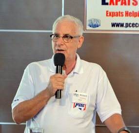 MC Richard Silverberg updates his PCEC audience on upcoming events before calling on Roy Albiston to conduct the always informative Open Forum.