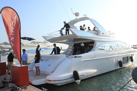 Guests at the grand opening were given an opportunity to tour one of the Azimut yachts.
