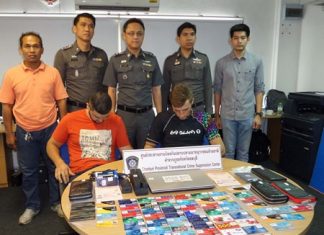 Temur Rutamov and Evgeny Titov have been arrested for allegedly using counterfeit credit cards to purchase over a million baht in merchandise here in Pattaya.