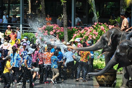 Elephants join the fun as Songkran gets underway at Nong Nooch Tropical Gardens. Closer to home, nearly 700 police, city officials, military, and volunteers will patrol Beach Road as Pattaya’s Songkran celebration makes its splashy finale Sunday. 