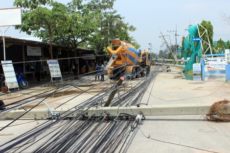 Electric posts over a stretch of 1 kilometer were taken down by the powerful winds.