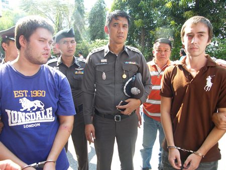 Roman Chernykh (left) and Akbar Mamasadykov (right) allegedly admitted to murdering their compatriot during a round of drinking and arguing.