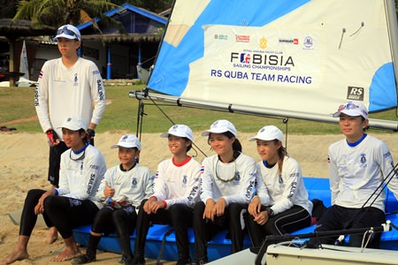 The Harrow sailing team pose for a group photo.