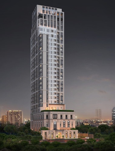 An artist’s impression shows the newly launched The Diplomat 39 luxury residential project in Bangkok by property developer the KPN Group. The 31-storey building has units priced from 15-185 million baht.
