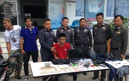 Suwat Pinsuwan has been arrested in connection with a series of burglaries in Pattaya, Ban Chang, and Sattahip.
