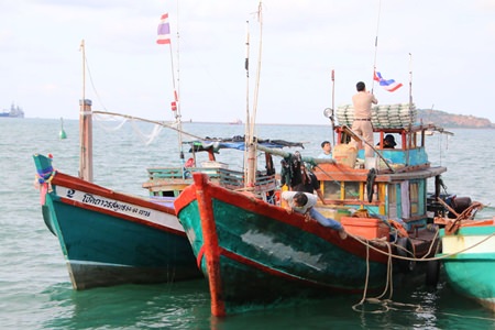 The Thai Navy impounded this Vietnamese boat that had its Vietnamese markings painted over whilst fishing in Thai waters.