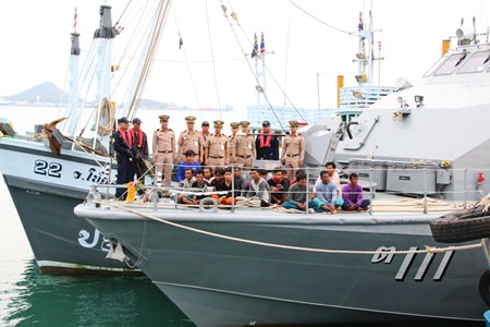 Naval authorities intercepted two fishing boats operating without a Thai captain - a violation of Thailand’s labor law.