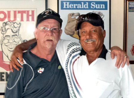 Peter Grey (left) with Monday winner Ebrahim Al-Ansari.