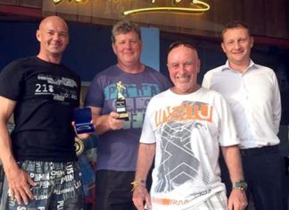 (From left) Andre Coetzee, Keith Allen and Sugar Ray Handford with Greg Hirst from DeVere.