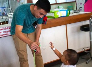 IB Student Ty entertaining with bubbles.