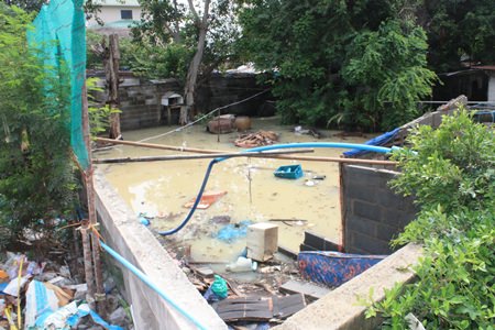 Garbage filled rainwater flooded the area and due to construction, had no way out.