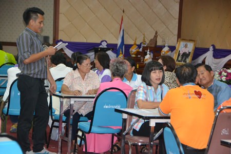 Leaders of Pattaya’s 42 communities gather at city hall to submit statistics and demographic information on families in their area.