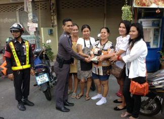 Five women told police a man was driving by on his motorbike when money fell out of his side bag. Taking pity him, they turned it in to police.