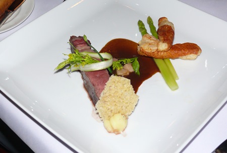 The main course was heaven for the carnivores being a roasted rib eye with asparagus and Parmesan crust sauce Bordelaise.