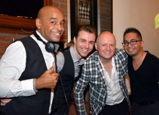 (L to R) DJ Henry Knowles, host of the Pattaya Latin Saturdays, Inaki Fernandez, a worldwide known dancer from Spain, Jost Wagner, Organizer of the Salsa Bangkok Fiesta, and Michael Miguelito Belmonte, Dance Instructor of the World Dance Studio rumPUREE, pose for a photo at the Havana Bar, Holiday Inn Pattaya, on Saturday, July 25.