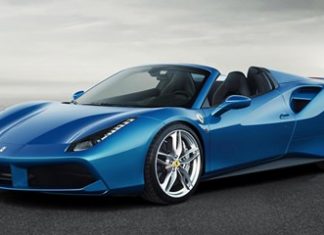 A blue Ferrari.