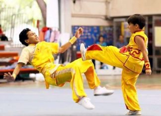 Flying kicks, acrobatics and skillful sword play were in evidence at the Pattaya Wushu Competition which took place at Pattaya School No. 7 earlier this month.