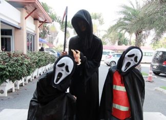 The Grim Reaper made a surprise visit to the GIS car park for Halloween.