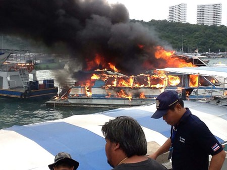 It took firefighters about 30 minutes to extinguish the smoky blaze that gutted the Petada 10.