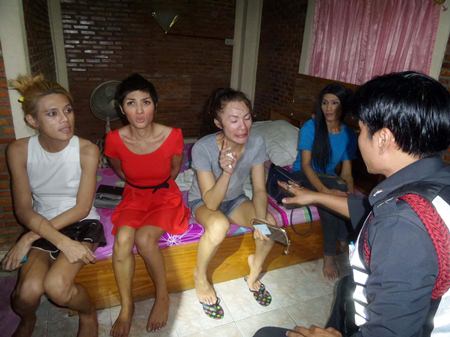 All four transvestites were taken to Pattaya police station where they all failed drug tests.