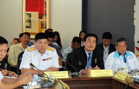 (L to R) Admiral Poldej Charoenpol, special advisor to the Royal Thai Navy Fleet, Deputy Mayor Ronakit Ekasingh, and Chanatpong Sriwiset, Pattaya deputy secretary, head the table during recent discussions about the possibility of an ASEAN Navy Fleet Show in November 2017.