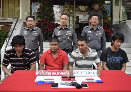 Saksit Jongsatiern, Somkiet Rattanarak, Supachai Waisantieya, and Teeranai Kleebkomut have been arrested on drugs and weapons charges.