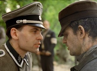 This image shows Christian Harting (left) and Geza Rohrig in a scene from “Son of Saul.” (Sony Pictures Classics via AP)