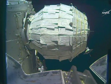 This image made from video provided by NASA shows the inflation of a new experimental room at the International Space Station on Saturday, May 28, 2016. Saturday was NASA’s second shot at inflating the Bigelow Expandable Activity Module (BEAM), named for the aerospace company that created it as a precursor to moon and Mars habitats, and orbiting tourist hotels. (NASA via AP)