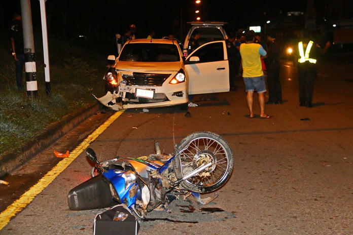 Ratueng Sarathan was killed when he was struck by a car in Sattahip whilst he was driving his motorcycle on the wrong side of the road.