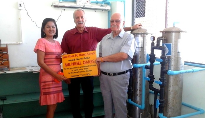 The Head Teacher Khun Napowan, William, Nigel and the new filters.