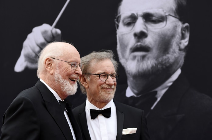Composer John Williams (left) poses with filmmaker Steven Spielberg at the 2016 AFI Life Achievement Award Gala Tribute to Williams at the Dolby Theatre in Los Angeles, Thursday, June 9. (Photo by Chris Pizzello/Invision/AP)