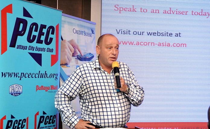 Ed Birkbeck, representing Atlas Insurance, explains the benefits of having life insurance to his PCEC audience including an almost immediate source of money for the benficiary(ies) without having to wait for a lengthy probate period in a Thai court.