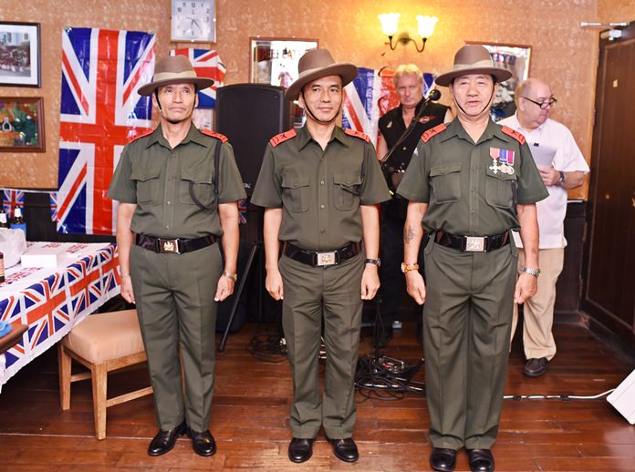 The Gurkha Guards from the British Embassy, including Sgt Major Haring Lal Pun (right).