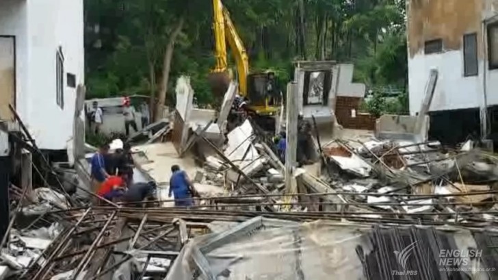 Koh Chang resort building collapses killing one tourist, trapping 7 others